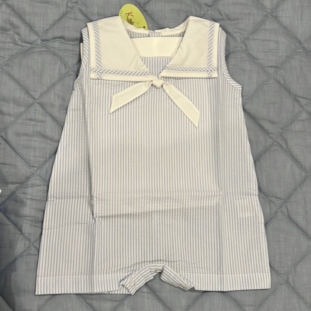 Lenora NWT Seersucker Sleeveless Shortall